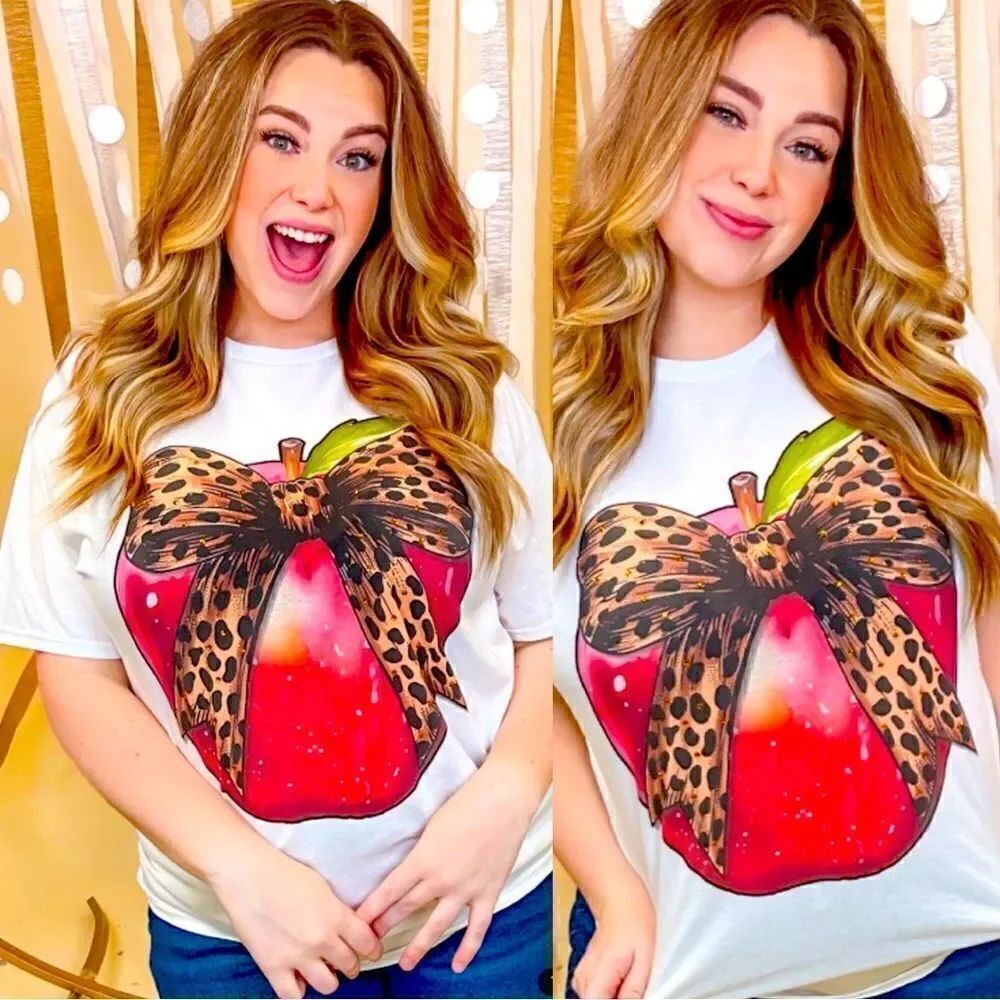 Leopard Apple Teacher T-Shirt